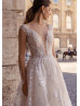 Long Sleeves Ivory Lace Tulle Romantic Wedding Dress